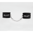 BLACK FLUFFY CUFFS SLUT HAN016C BLK